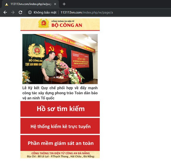 Cảnh báo trang web giả mạo Công an Đà Nẵng, Bộ Công an để lấy trộm dữ liệu ảnh 1