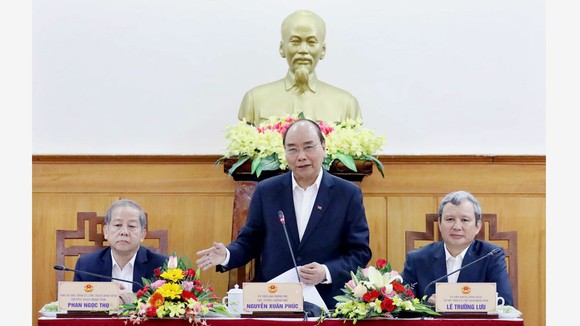 Thủ tướng Nguyễn Xuân Phúc phát biểu tại buổi làm việc. Ảnh: TTXVN